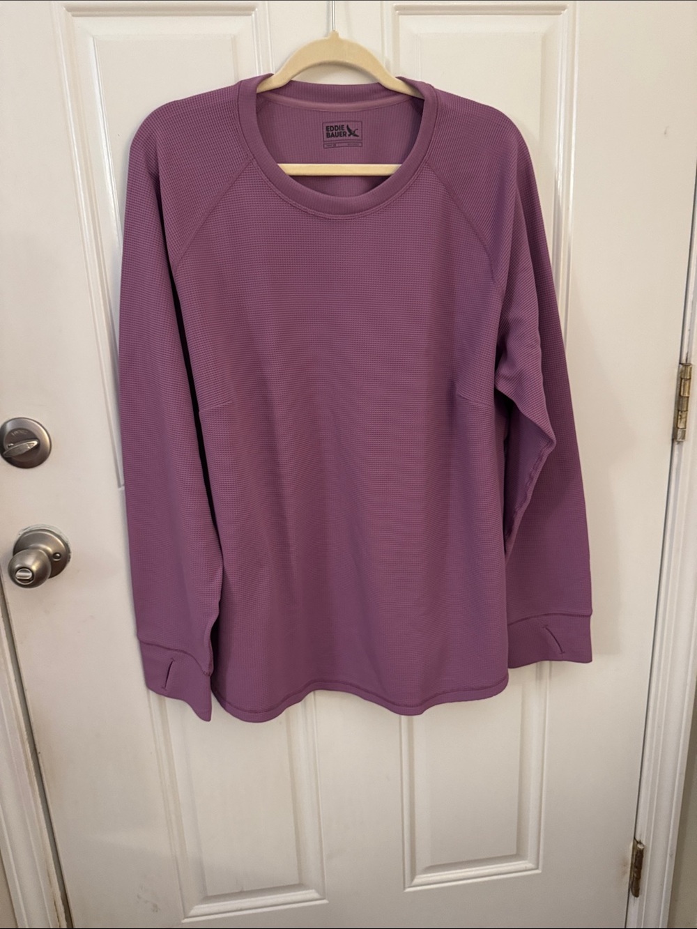 Eddie Bauer Mauve Long Sleeve Waffle Crewneck